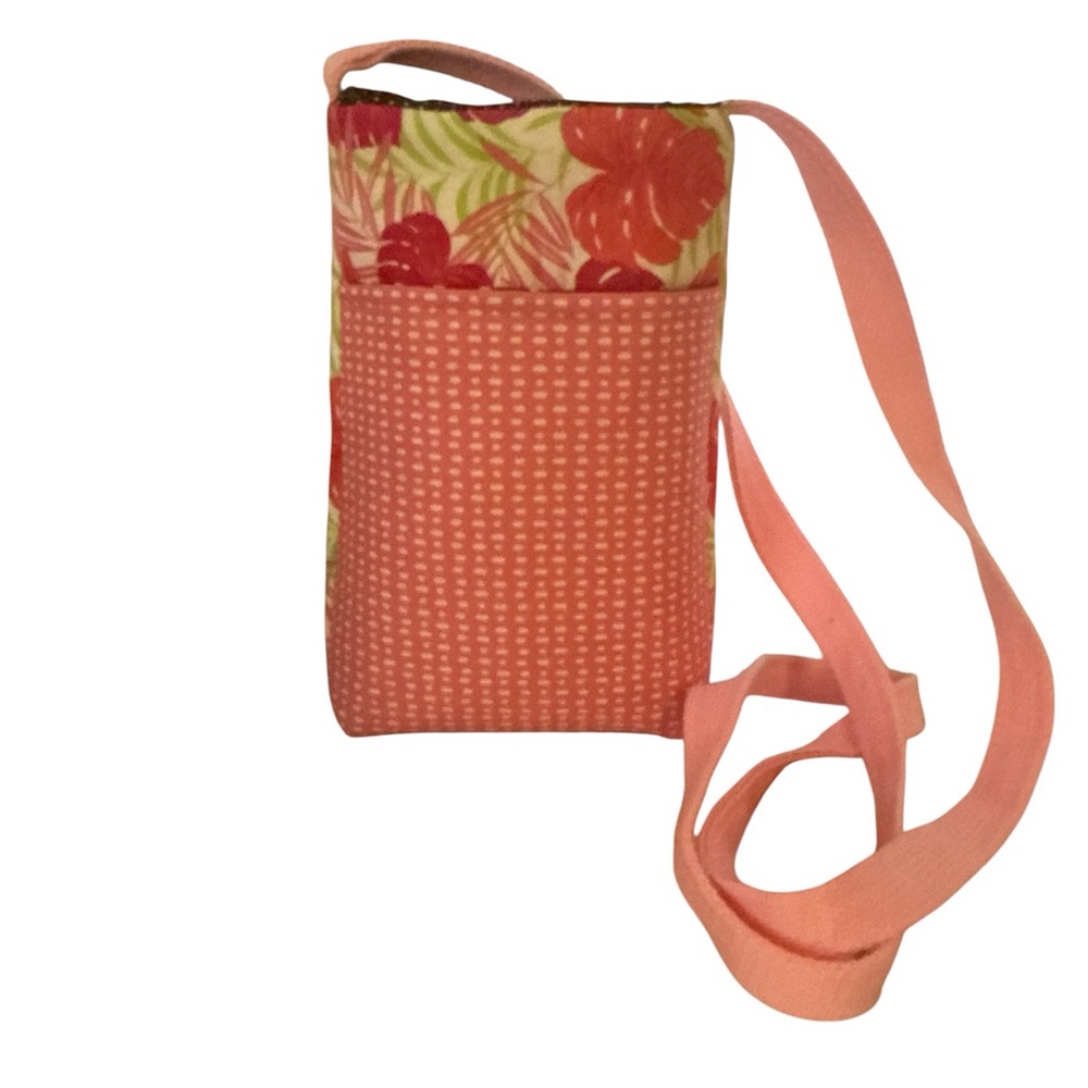 Coral Floral Crossbody Phone Bag
